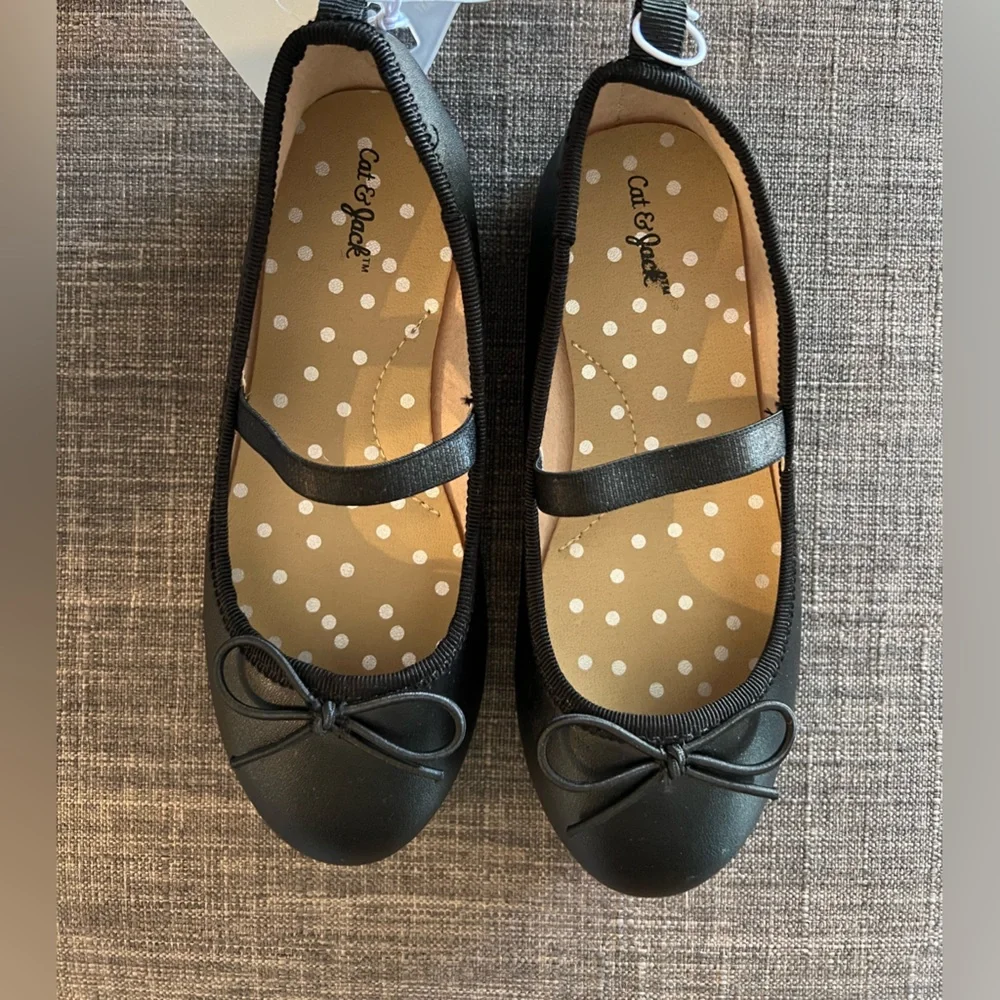CAT & JACK Black Toddler Girl Ballet Dress Up Holiday Shoes- Size 11